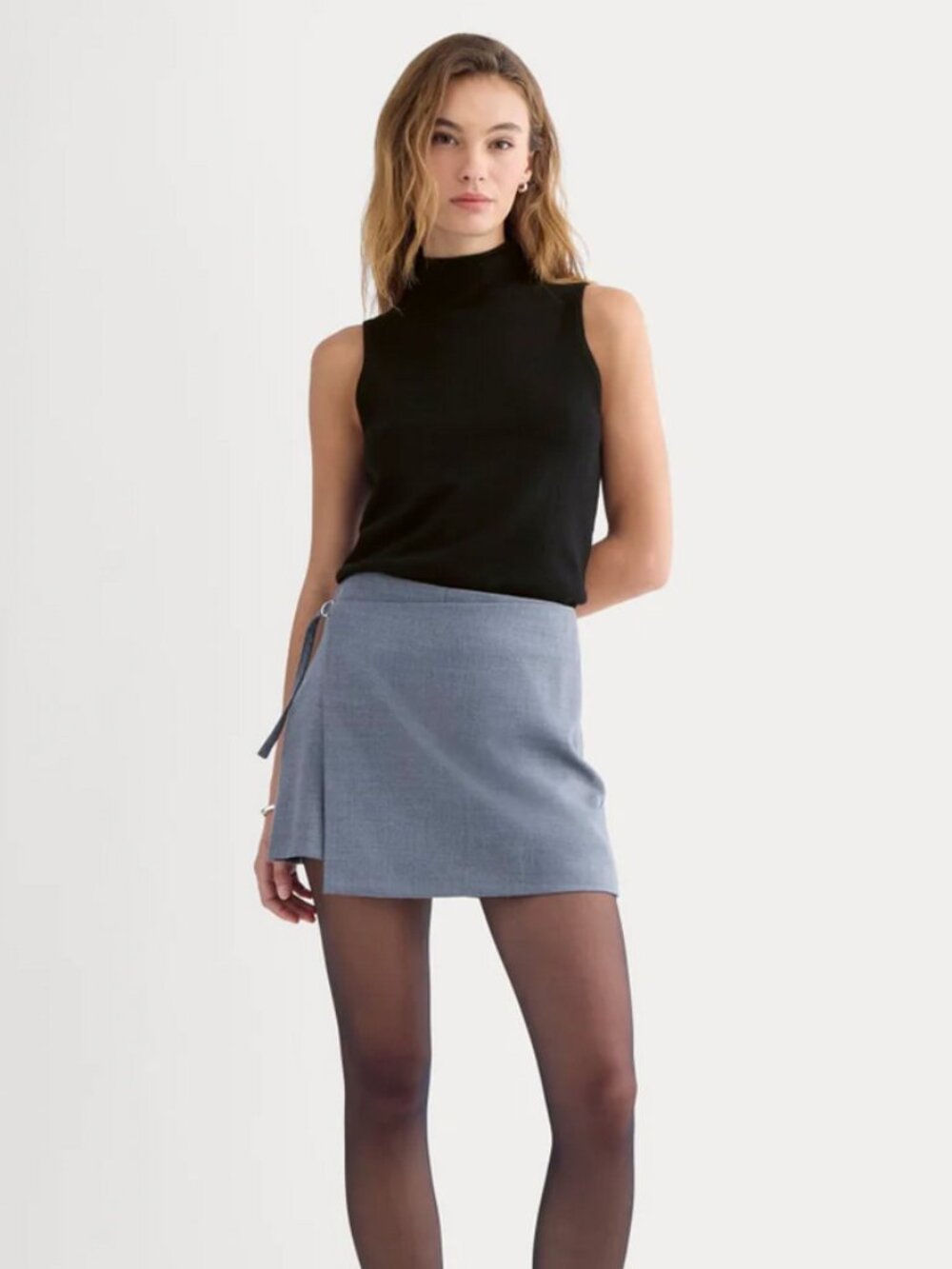 Everlane | Ribbed Black Mockneck Wool Blend Sleeveless Shirt | Capsule | Medium